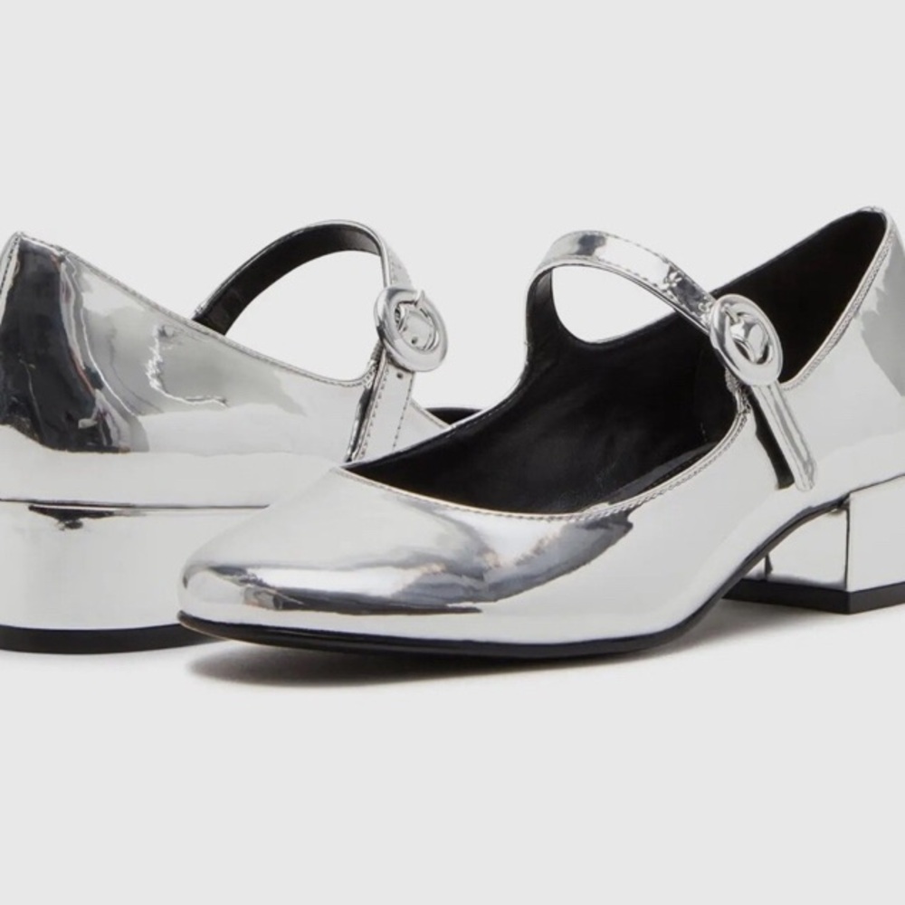 Silver Steve Madden Mary Jane Ballet Flats Women's Shoes